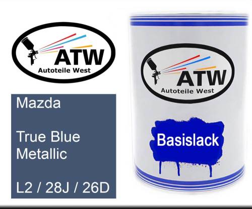 Mazda, True Blue Metallic, L2 / 28J / 26D: 500ml Lackdose, von ATW Autoteile West.